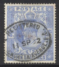 GB 1902 10/- ultramarine DLR M53(1) used Cat £500 picture