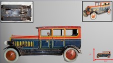 Vintage 1930's Medium Johann Distler Clockwork Limo w/ Electric Lights picture