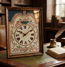 Vintage Embroidered Clock in  17.5