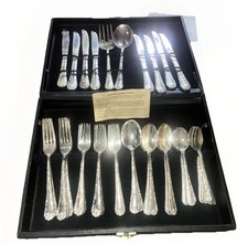 WM Rogers & Son Silverware Plated 40 piece Set Enchanted Rose pattern W Case picture