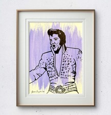 JANICEART Original 9x12 Modern Elvis Presley Performer Portrait Painting Signed picture
