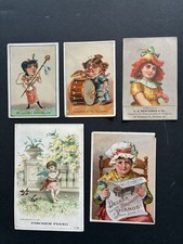 Antique Victorian Trade Card Lot (5) Piano Organ Advertising Suffragette Comic picture