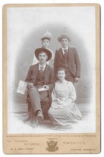 Group Posed W Medallion Style American Flag Cabinet Card Photo Hopkins Missouri picture