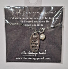 The Vintage Pearl - God Gave Me You Fine Pewter Necklace - Freshwater Pearl picture