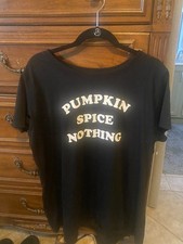 Torrid slim fit Short Sleeve Black Tee-Shirt (Pumpkin Spice Nothing)C5793 $12 picture