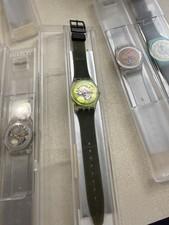 Vintage Swatch Techno Sphere Mens Watch 33mm Yellow Skeleton Green New Battery picture