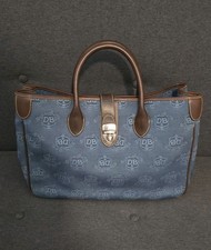 Vintage Dooney & Bourke Signature Tote Monogram Blue Denim & Leather trim bag picture