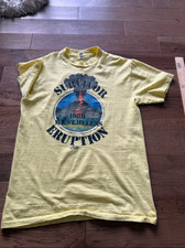 Vintage 1980 Mt St Helens Eruption Survivor Tee Hanes USA Yellow Large picture
