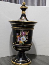 VTG Greek 24k Gold Colbolt Floral Vase Spyropoulos Ceramic Studio picture