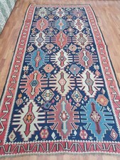 Antique Kuba Rug Geometric Deformed Rug Runner Azerbaijan Rug 150 Years Old Rug picture