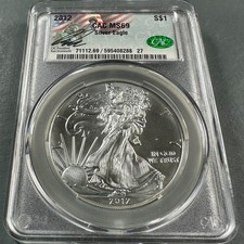 2012 Silver Eagle CAC MS69, signed by CAC President, Ron Drzewucki (90932) picture