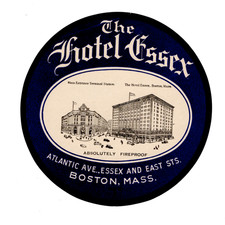 Vintage 1900s Hotel Essex Boston MA Luggage Label South Station Fireproof picture