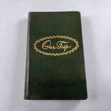 OUR TRIP Vintage 1959 NATIONAL BLANK Leather BOOK Company Travel Log Journal Map picture