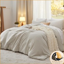 Bedsure Queen Comforter Set Beige 3 Piece 90x90 Comforter 2 Pillowcases picture