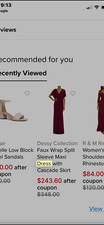 Dessy Collection Faux Wrap V-Neck Split Sleeve Maxi Dress Cabernet L 3107 picture