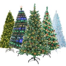 4/5/6/7FT Unlit Pre Lit Christmas Tree with Lights Stand Artificial Xmas Home picture