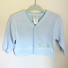 NWT Florence Eiseman Knit Cardigan Sweater Blue Solid V-Neck Button 12M picture