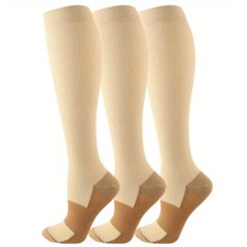 3/6 Pairs Copper Compression Socks 20-30mmHg Graduated Support Mens Womens S-XXL picture