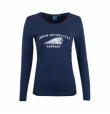 NEW INDIAN WOMENS Blue Long Sleeve Motif Tee L 286980306 picture