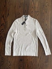 Express Sweater Mens Medium Gray Knit Quarter Snap Henley Button Ribbed NWT picture