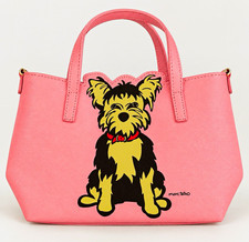 Marc Tetro Pink Dog Applique Small Tote Zip Top w/ Wristlet picture