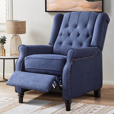 Bonzy Home Wingback Pushback Recliner Chair, Blue picture