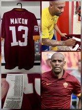 AS ROMA 2013 2014 Red #13 MAICON Signed Football Shirt Size L Nike picture