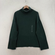 Gap Sweater Womens Medium Green 100% Cotton Turtleneck Relaxed Knit Pullover NWT picture