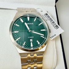 Bering TITANIUM Green Dial Men's Quartz Sapphire Classic 41mm Watch 16141-708 picture