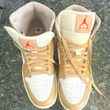Jordan Air Jordan 1 Mid Tan/White/Gray/Red Mid Top Lace-Up Colorblock Men picture