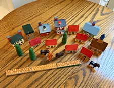 Vintage Wooden Village Play Set, Made in German Democratic Republic picture