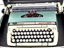 Vintage Smith Corona Classic 12 Portable Typewriter Teal Green TESTED w/ Case picture