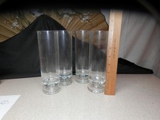 Vintage MCM CRYSTAL Footed Highball Glasses Set Of 4 2.5x8” Tall Sleek RARE picture