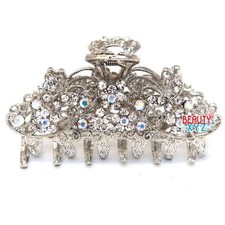 Medium antique style silver metal Butterfly Rhinestones Crystal hair claw Clip picture