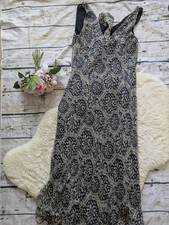 100% silk vintage Planet abstract floral chiffon midi dress 12 y2k whimsigoth picture