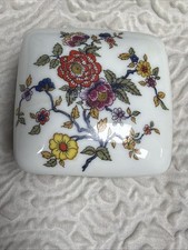 Authentic Rochard Limoges France Hand Painted Porcelain Floral 2” Trinket Box picture