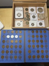 Huge old US silver coin collection,  seated dime, 1868 5c, wheat album, Morgan picture