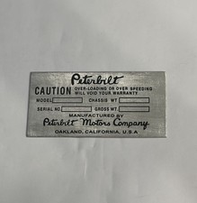 Data Plate Peterbilt Truck USA S48 S78 picture