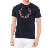 Men's Fred Perry Laurel Print Cotton Pique Short Sleeve T-Shirt picture