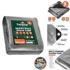 Tarpco Safety 7 Mil Poly Tarp Cover Silver/Black 24' X 36' picture