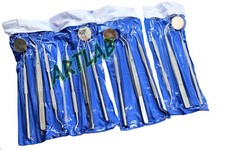 4 GERMAN BASIC DENTAL SETS- EXPLORER PROBE+DENTAL MIRROR+COLLEGE COTTON PLIER picture