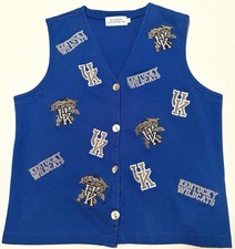 Vtg 90's Univ of KENTUCKY WILDCATS NCAA Logo Women's L Sweater Vest 100% Cotton picture