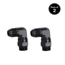 LokoCar 8AN Male to 8AN ORB Male Swivel Adapter Fitting 90° Degree Black 2Pcs picture