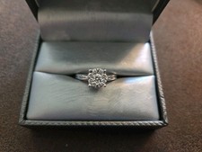 Lovebright 1/2 Ct Round Cut Solitaire Diamond Cluster Engagement Ring in 14K WG picture