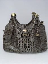 BRAHMIN Celia Bayard  Leather Satchel Hobo  Croc Embossed Authentic & Dust Bag picture