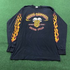 Vintage Frisco Choppers Shirt Mens XL Black 80S 90S Flames Skulls Biker Tee Rare picture