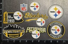 LOT OF 8 PITTSBURGH STEELERS IRON ON EMBROIDERED PATCHES EVERYTHING IN PHOTO picture