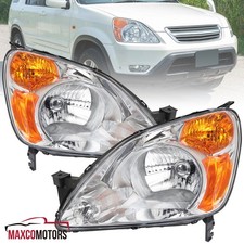 Clear Headlights Fits 2002-2004 Honda CR-V Head Lamps Left+Right Pair 02-04 picture