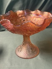 Carnival Glass Antique Fenton Marigold MIKADO Large Footed Compote Hard to Find picture