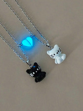 2PCS Couple Necklace Glow In The Dark Kitten Pendant Magnetic Gift Fot Her BFF picture